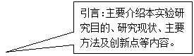 矩形标注: 引言：主要介绍本实验研究目的、研究现状、主要方法及创新点等内容。